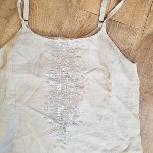 Eileen Fisher linen sequin tank top
